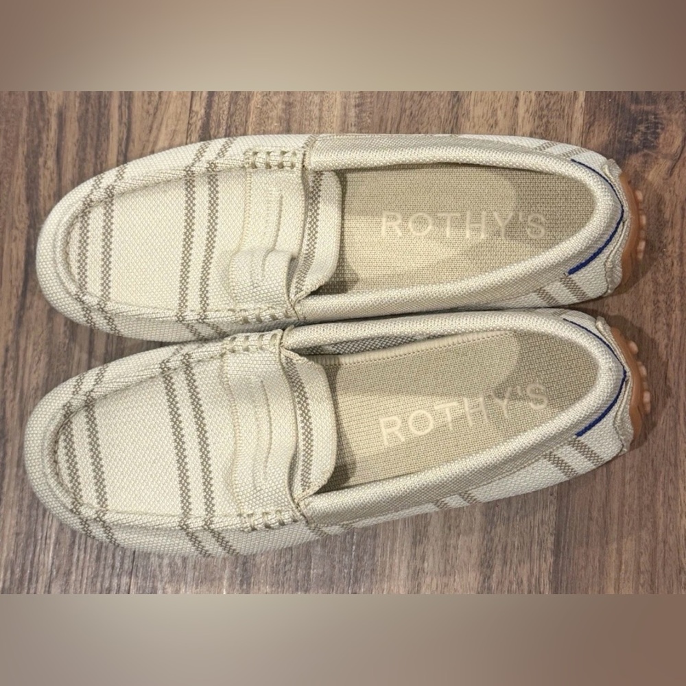 Rothy's The Driver Driving Loafer Slip On Shoe Flat Tan Striped Womens Size 7.5 - Picture 2 of 6
